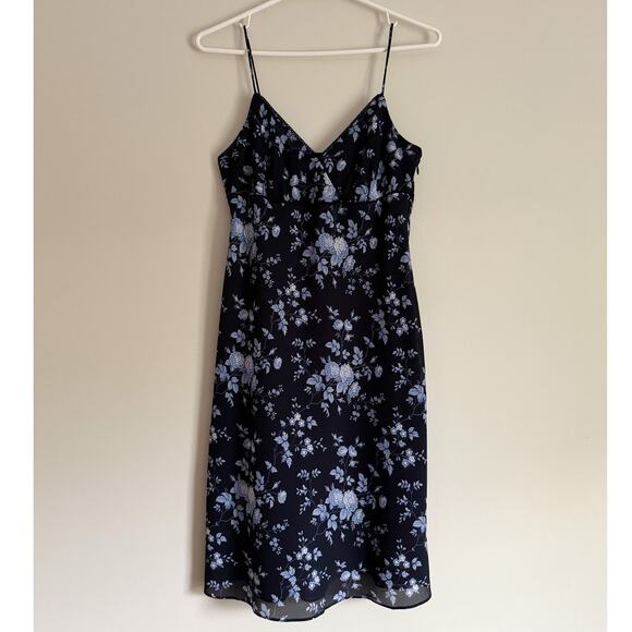 Ann Taylor Loft Y2K Babydoll Dress 90s Grunge Romantic Blue Floral Preppy Dainty - Picture 3 of 6